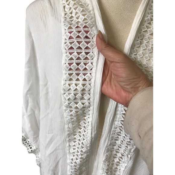 Nordstrom Women's One Size Ivory Crochet Poncho Open Cardigan Lightweight Sz OS - Picture 8 of 9